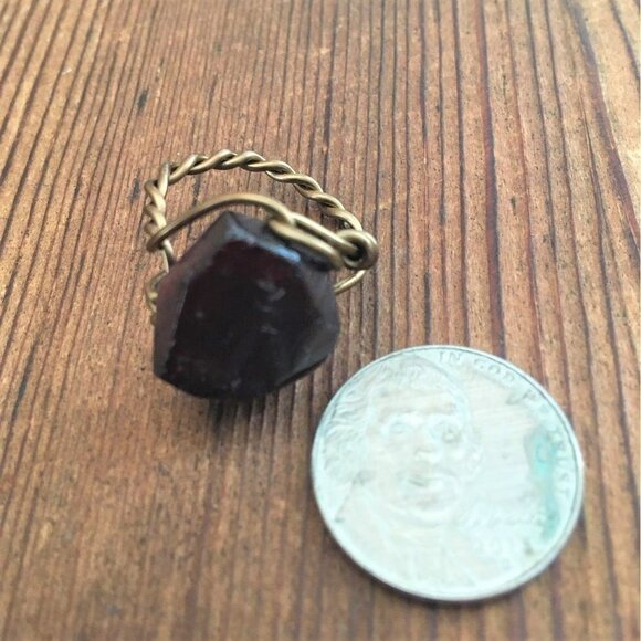 Garnet Nugget Ladies Wire Wrap Ring, Handmade Ladies Rings - Picture 3 of 5